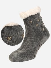 Домашние велюровые носки женские тёплые мягкие Лео "Arctik" с тормозами 36-40р. серого цвета