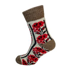 Жіночі вовняні шкарпетки теплі м'які натуральні з овечої вовни "Лана Орнамент Квітка" сірі, Рожевий