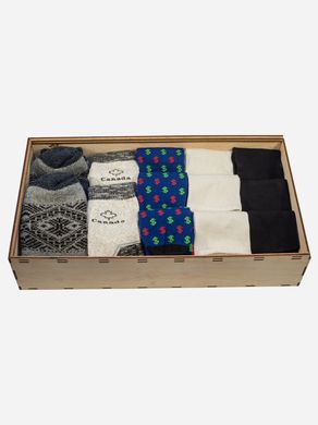 Подарочный набор мужских носков Лео в деревянной коробке «Ассорти» 13 пар, мужские носки в кейсе