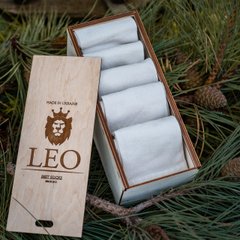 Шкарпетки чоловічі подарункові в дерев'яній коробці Лео «Медичні» 40-45 розмір бежевого кольору, подарунковий набір, Бежевий