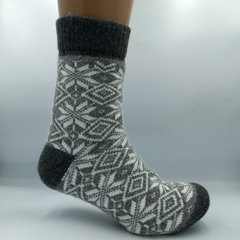 Шкарпетки вовняні чоловічі натуральні високі теплі зимові ЛЕО Орнамент біло-коричневі, серый