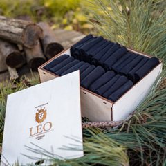 Чоловічі шкарпетки в подарунковій дерев'яній коробці Лео Лайкра Преміум 24 пари розмір 40-46, Черный