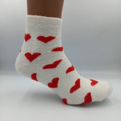 Шкарпетки жіночі теплі махра-травичка сердечка білі