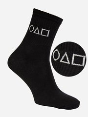 Шкарпетки чоловічі бавовняні середньої довжини з принтом "Гра в кальмара" Лео 40-45 розмір чорного кольору, Черный